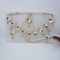 Naitika Arts Gold Plated Kundan Stone And Austrian Stone Necklace Set