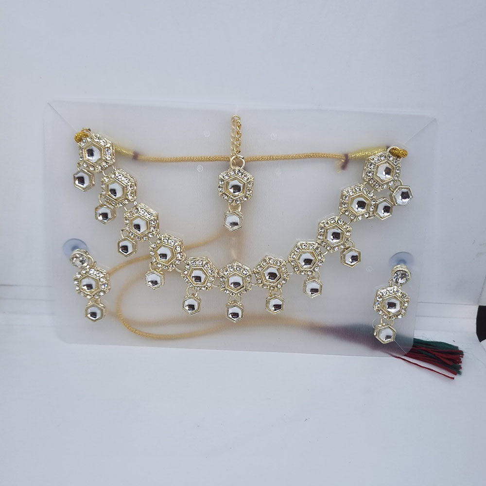 Naitika Arts Gold Plated Kundan Stone And Austrian Stone Necklace Set