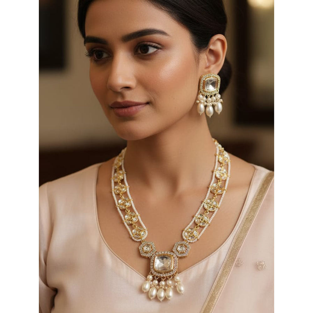 Naitika Arts Luxury Kundan Stone And Beads Necklace Set  (Pack of 3)