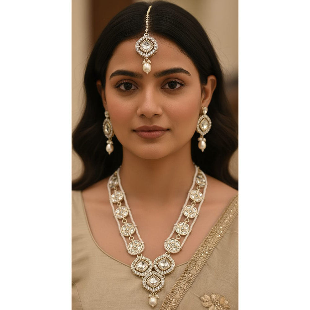 Naitika Arts Luxury Kundan Stone And Beads Necklace Set  (Pack of 3)