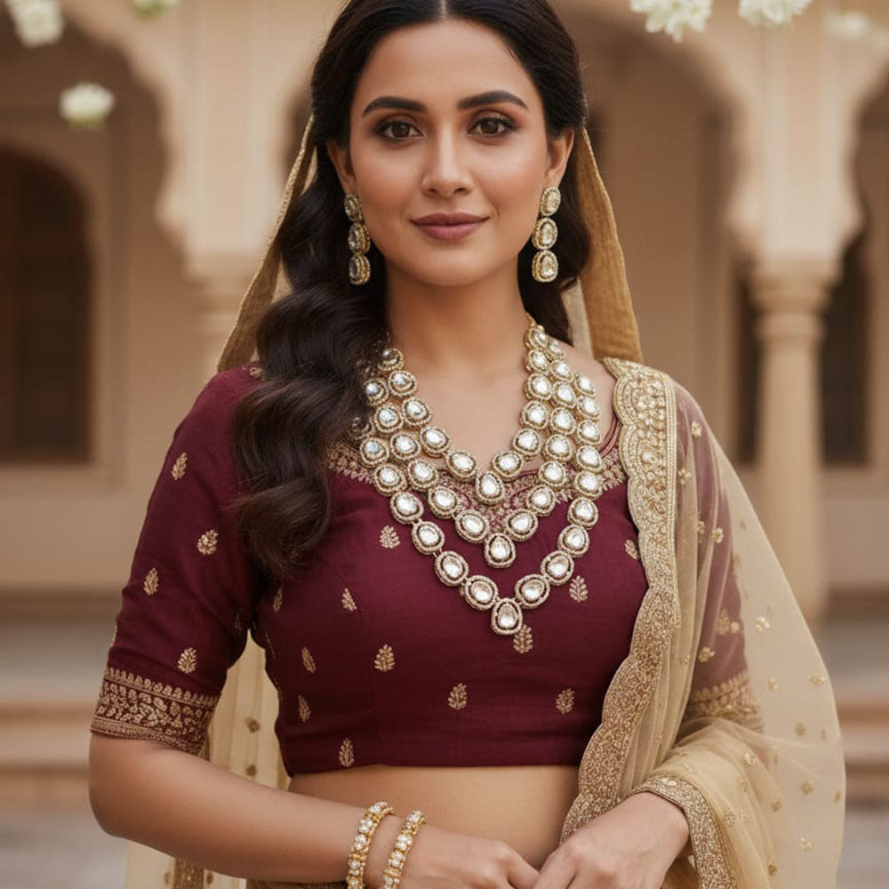 Naitika Arts Luxury Kundan Stone Necklace Set  (Pack of 3)