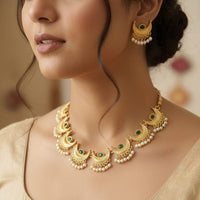Naitika Arts Luxury Pota Stone And Pearl Necklace Set