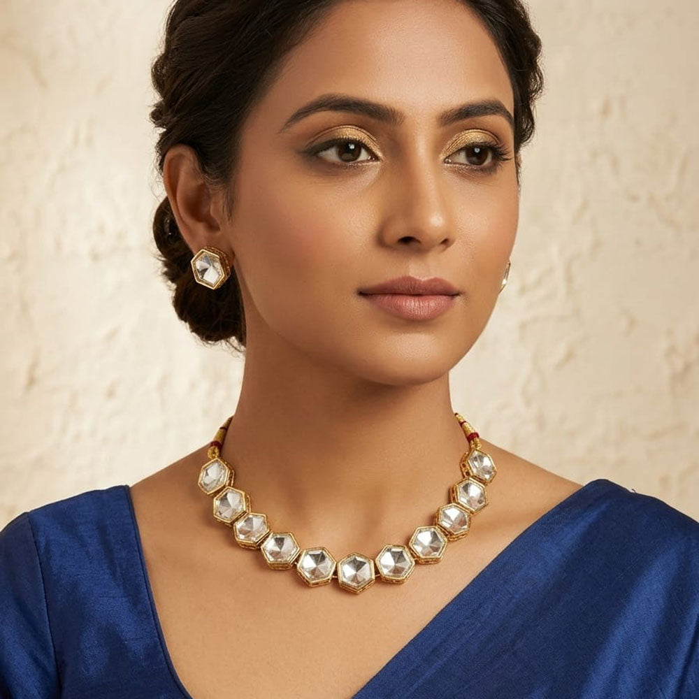 Naitika Arts Royal Kundan Stone Necklace Set (Pack of 3)