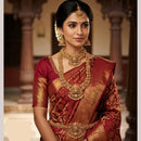 Naitika Arts South Indian Pota Stone And Temple Jewellery Necklace Set With Waist Belt