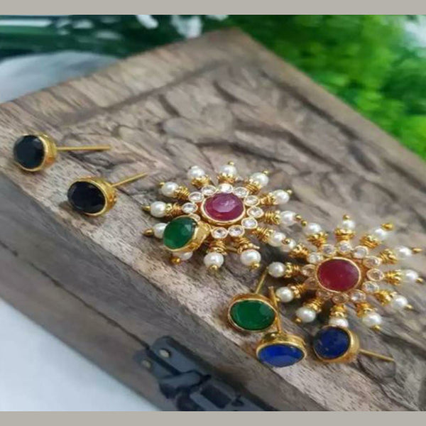 PS Fashion Gold Plated Kundan Changeable Studs Earrings
