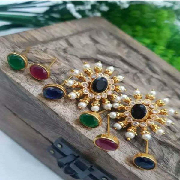 PS Fashion Gold Plated Kundan Changeable Studs Earrings
