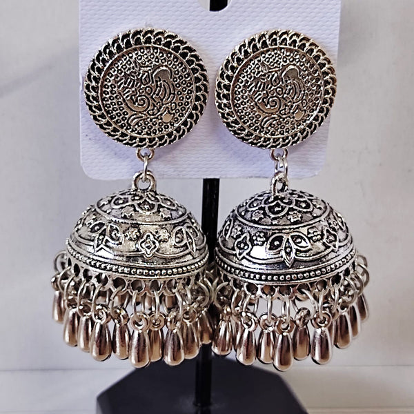 Bevy Pearls German Silver Jhumki Earrings
