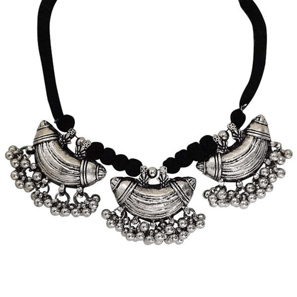 Bevy Pearls Oxidised Plated  Necklace