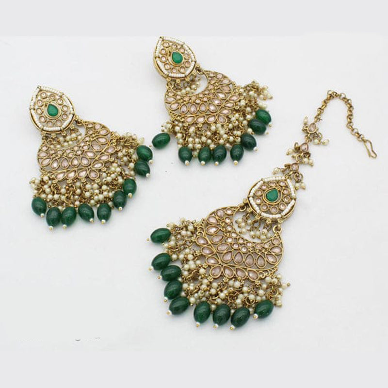 Shree Chamunda Jewellers Gold Plated Earrings With Mangtikka