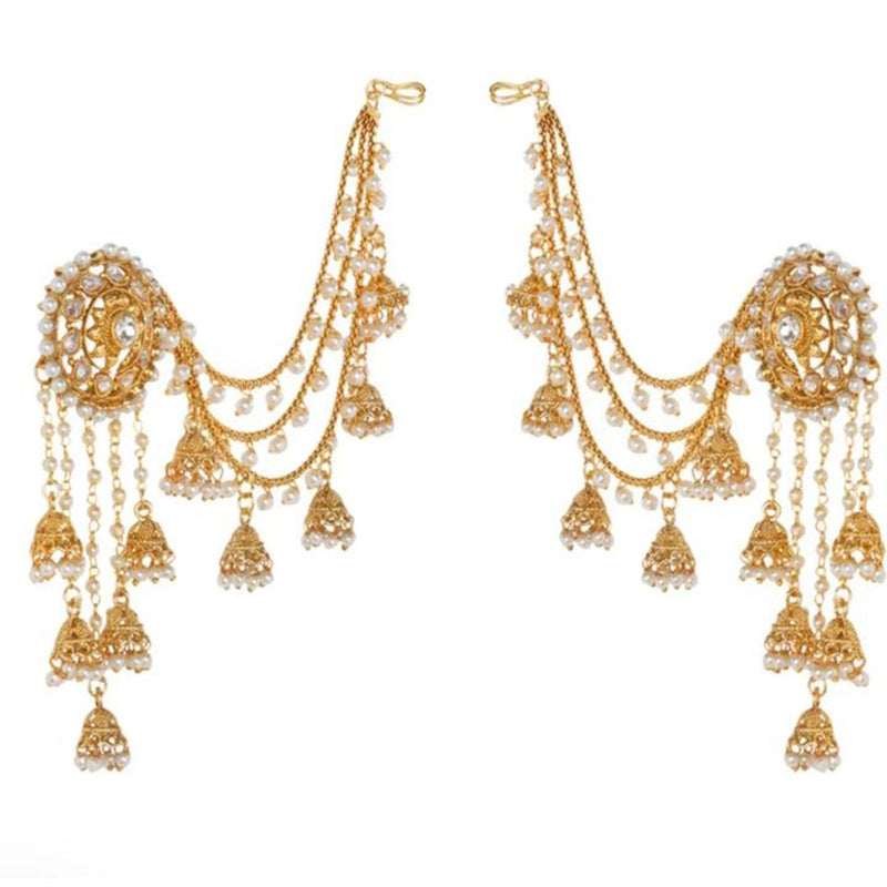 Shree Chamunda Jewellers Gold Plated Kan chain Jhumki Earrings
