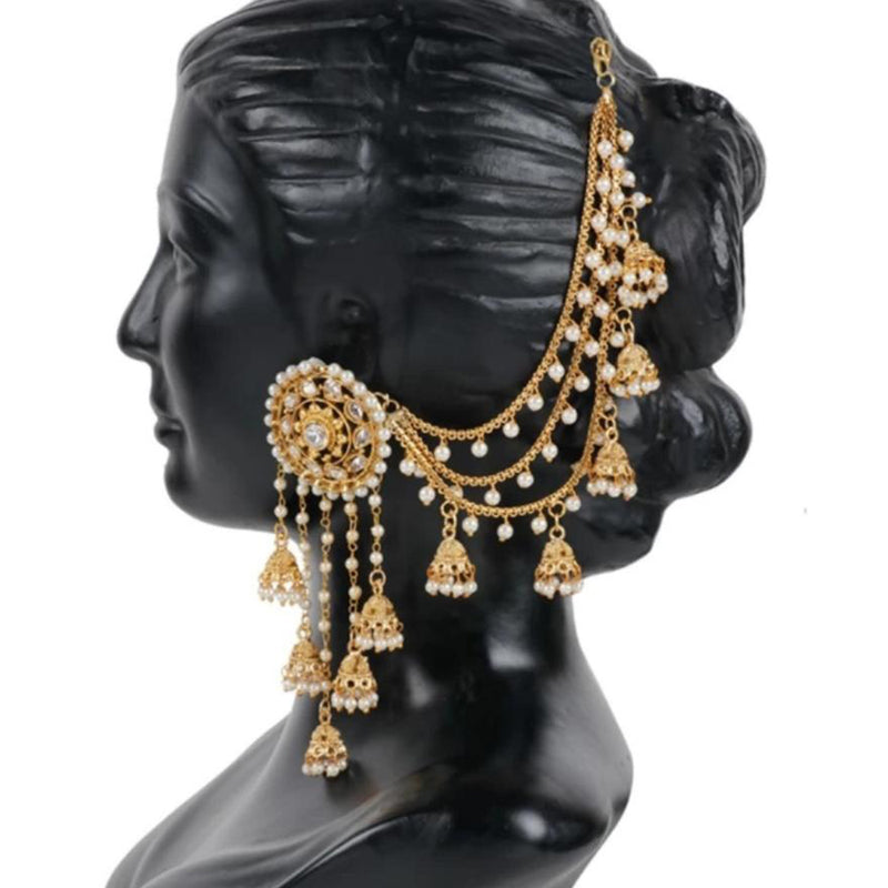 Shree Chamunda Jewellers Gold Plated Kan chain Jhumki Earrings
