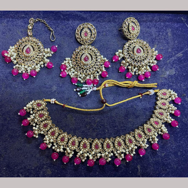 Darshana Jewels Gold Plated Pearl Kundan Necklace Set