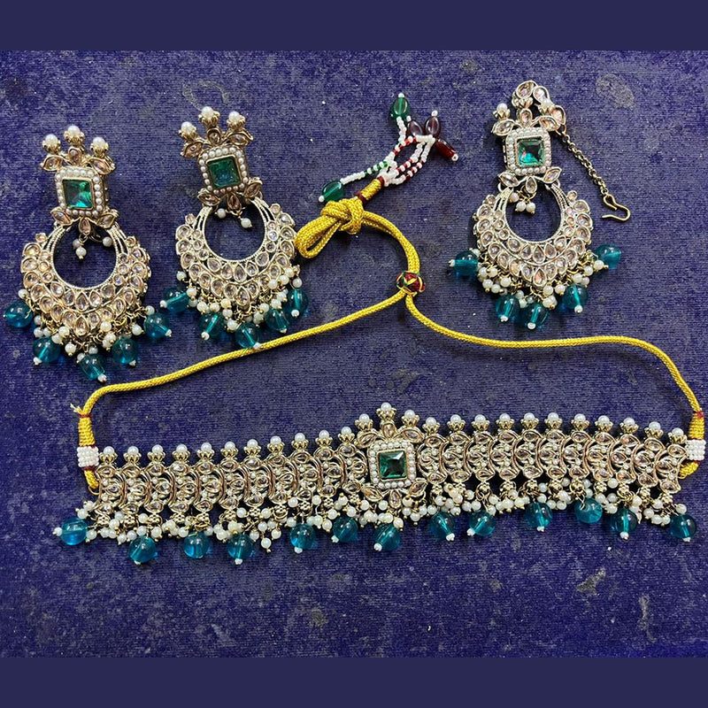 Shree Chamunda Jewellers Gold Plated Crystal Stone And Beads Necklace Set