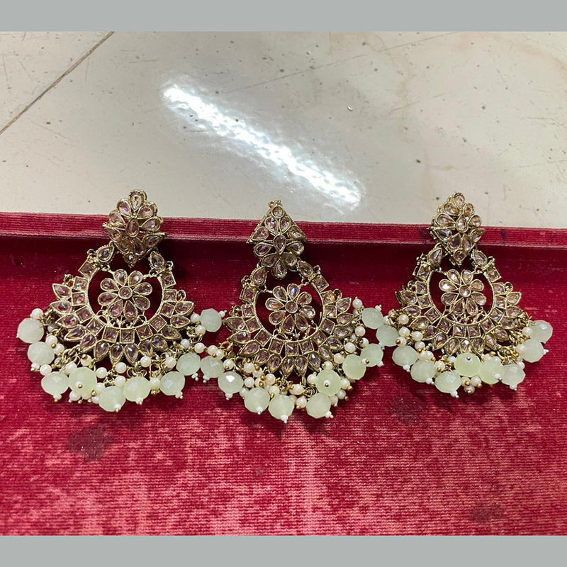 Shree Chamunda Jewellers Gold Plated Crystal Stone Dangler With Maangtikka