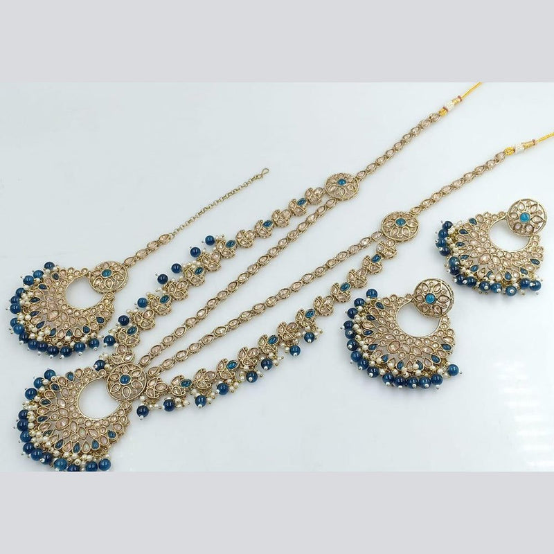 Shree Chamunda Jewellers Gold Plated Crystal Stone Pearl Long Necklace Set