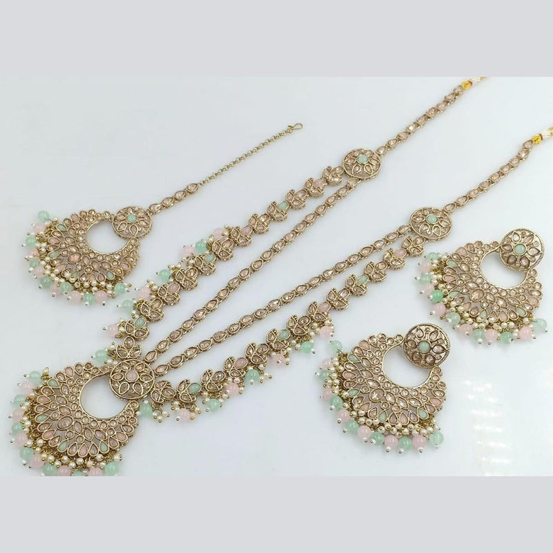 Shree Chamunda Jewellers Gold Plated Crystal Stone Pearl Long Necklace Set