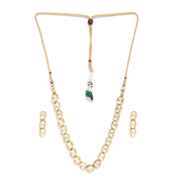 Shree Chamunda Jewellers Gold Plated Kundan Stone  Necklace Set