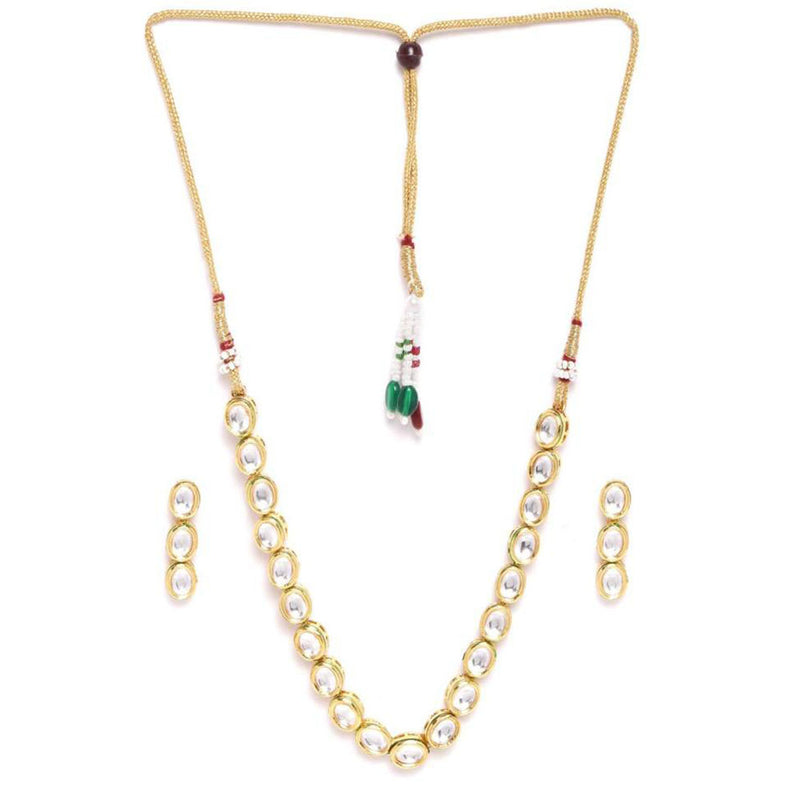 Shree Chamunda Jewellers Gold Plated Kundan Stone  Necklace Set