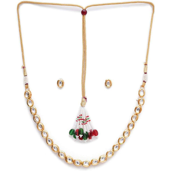 Shree Chamunda Jewellers Gold Plated Kundan Stone  Necklace Set