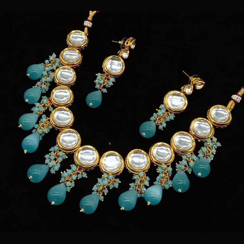 Shree Chamunda Jewellers Gold Plated Kundan Stone Necklace Set