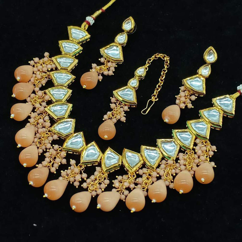 Shree Chamunda Jewellers Gold Plated Kundan Stone Necklace Set