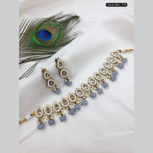 Shree Chamunda Jewellers Gold Plated Crystal Stone Pearl Necklace Set