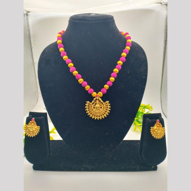 Shree Chamunda Jewellers Gold Plated Beads And Temple Necklace Set