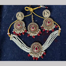 Shree Chamunda Jewellers Gold Plated Crystal Stone Beads And Pearls Necklace Set