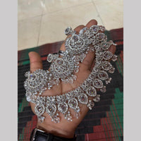 Shree Chamunda Jewellers Silver Plated Crystal Stone Beads And Pearls Necklace Set