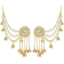 Shree Chamunda Jewellers Gold Plated Crystal Stone And Beads Kanchain Jhumki Earrings