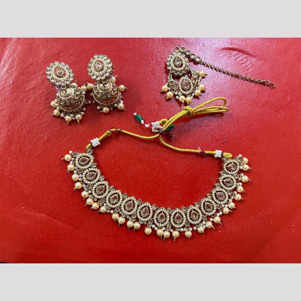 Shree Chamunda Jewellers Elegant Crystal Stone And Beads Necklace Set