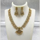 Shree Chamunda Jewellers Antique Gold Plated Pota & Pearl Temple Jewellery Set