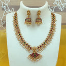 Shree Chamunda Jewellers Antique Gold Plated Pota & Pearl Temple Jewellery Set