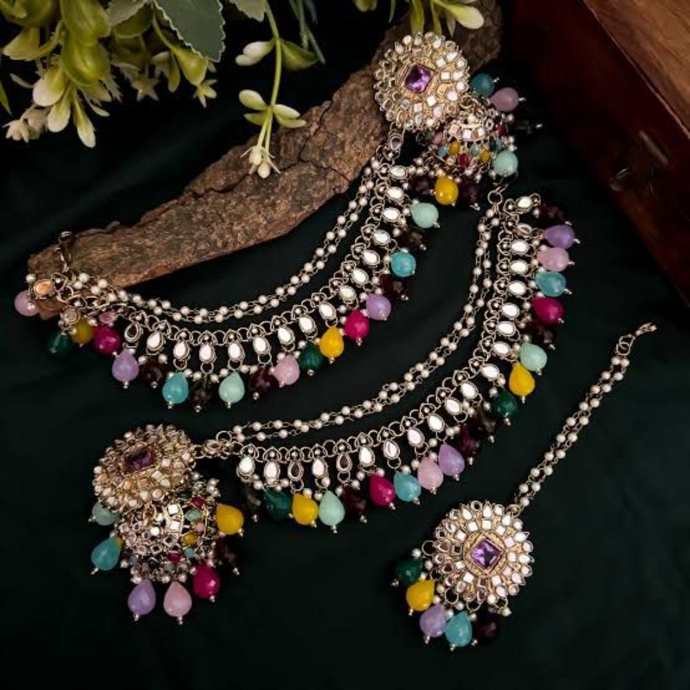 Shree Chamunda Jewellers Exclusive Jhumki KanChain Earrings with Stylish Mangtikka