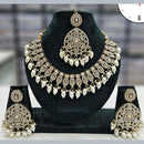 Shree Chamunda Jewellers Designer Austrian Stone And Beads Necklace Set With Mangtikka