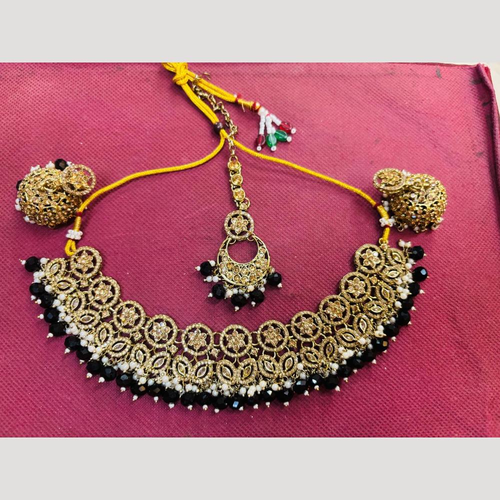 Shree Chamunda Jewellers Traditional Austrian And Beads Necklace Set With Mangtikka