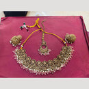 Shree Chamunda Jewellers Traditional Austrian And Beads Necklace Set With Mangtikka