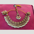 Shree Chamunda Jewellers Traditional Austrian And Beads Necklace Set With Mangtikka