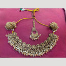 Shree Chamunda Jewellers Traditional Austrian And Beads Necklace Set With Mangtikka