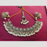 Shree Chamunda Jewellers Traditional Austrian And Beads Necklace Set With Mangtikka