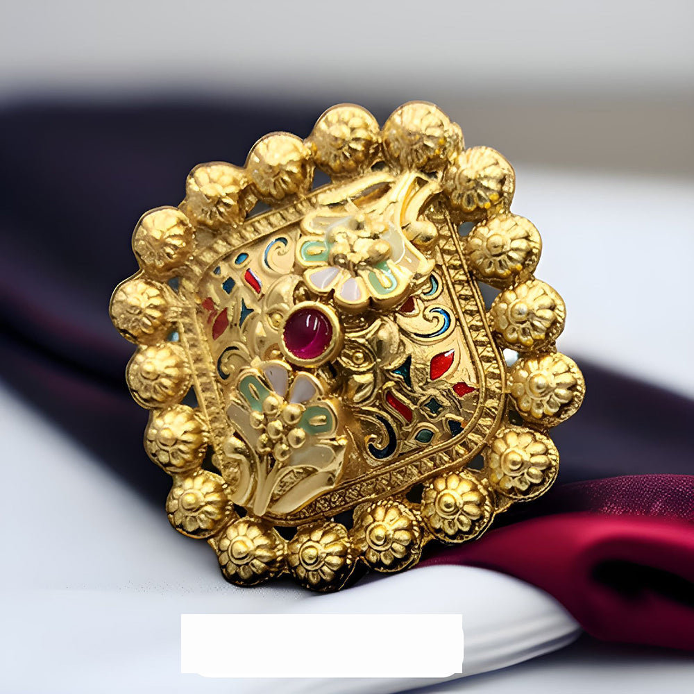 Shree Chamunda Jewellers Elegant Glow Pota And Meenakari Ring