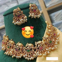 Shree Chamunda Jewellers Glam Aura Pota Stone And Pearl Necklace Set