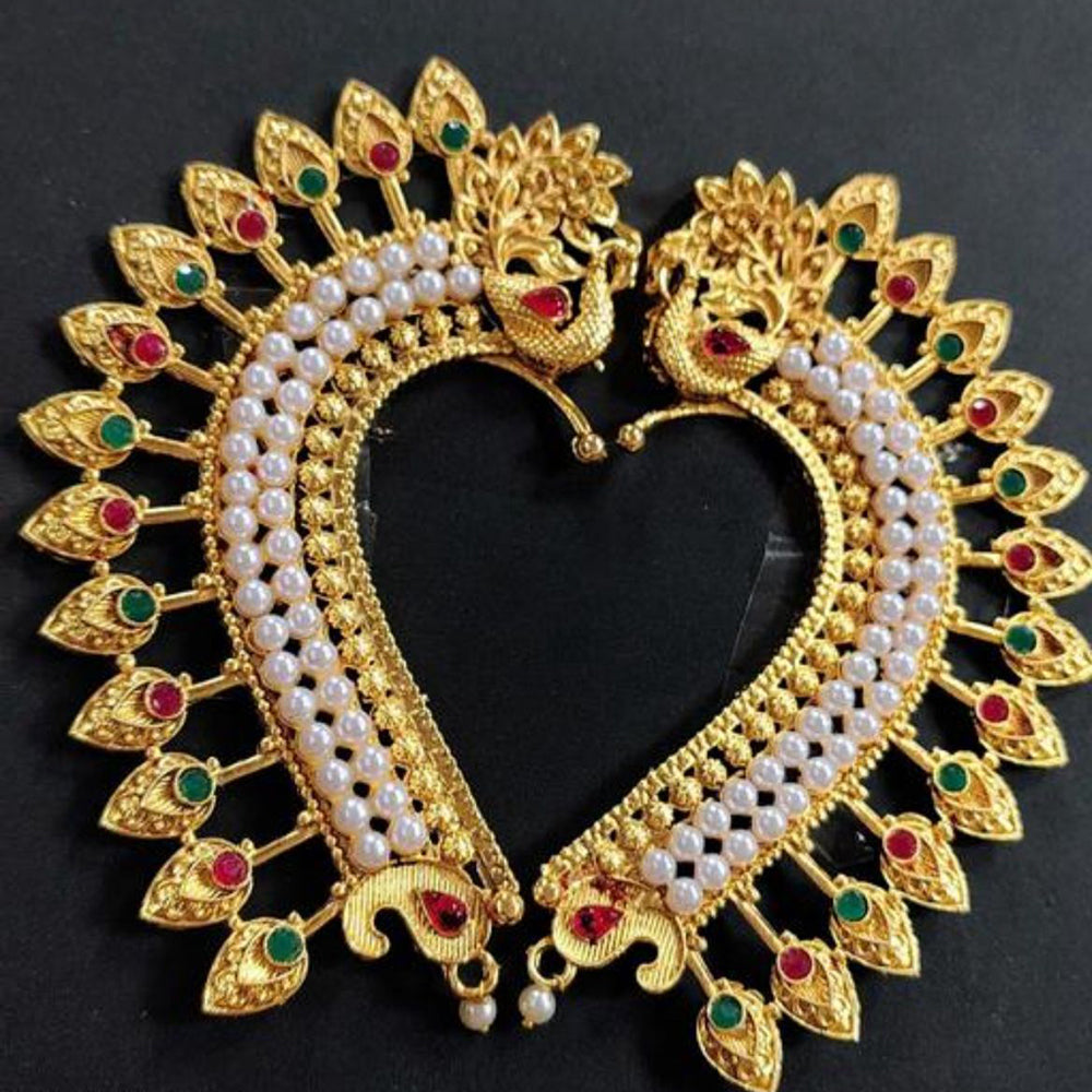 Shree Chamunda Jewellers Regal Radiance Pota Stone And Pearl Earrcuffs
