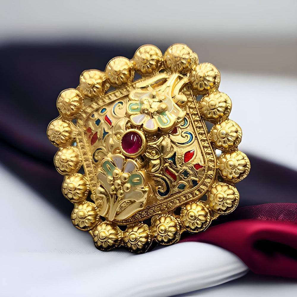 Shree Chamunda Jewellers Elegant Glow Pota And Meenakari Ring