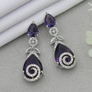 Mahavir Silver Plated AD Dangler Earrings