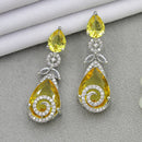 Mahavir Silver Plated AD Dangler Earrings