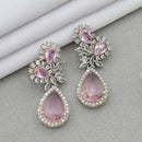 Mahavir Silver Plated AD Dangler Earrings