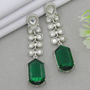 Mahavir Silver Plated AD Dangler Earrings