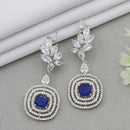 Mahavir Silver Plated AD Dangler Earrings