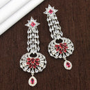 Mahavir Silver Plated AD Dangler Earrings